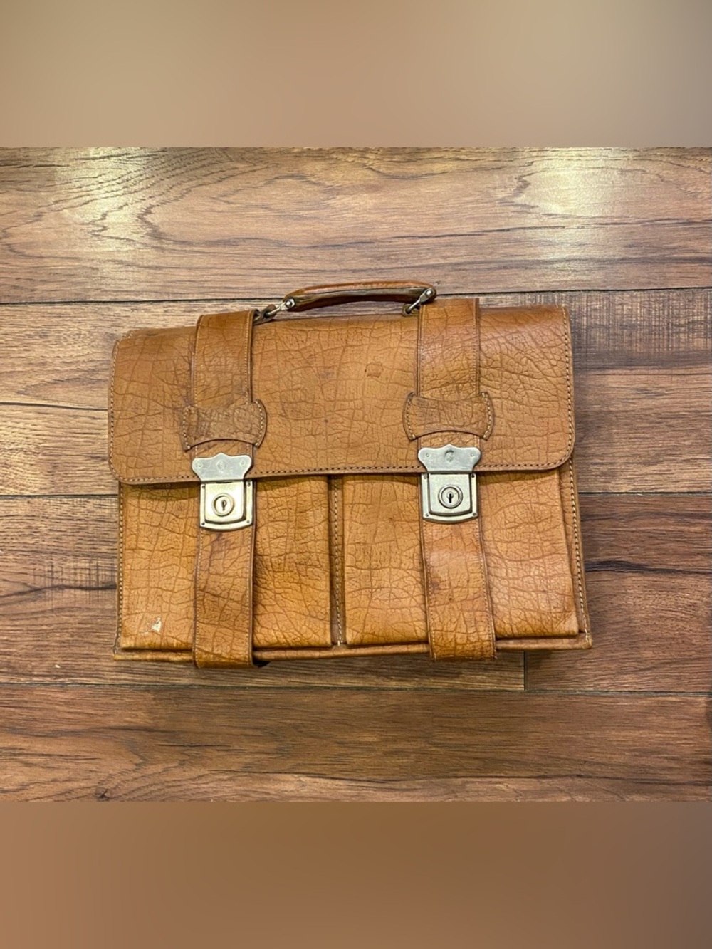 Classic Tan Leather Briefcase